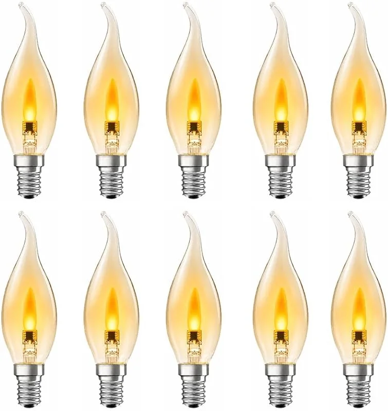 Besuche den NCC-Licht-Store NCC-Licht 10x LED Lampe C35 Windstoß Kerze E14 1W mit Flammeneffekt — Kerzenlicht Abendessen
