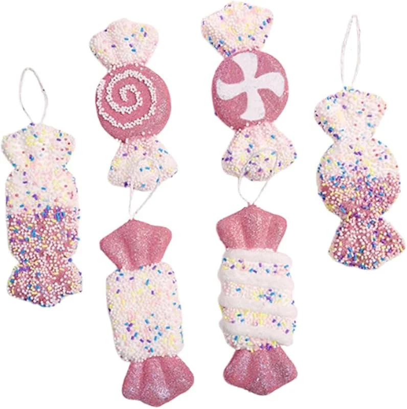 Marke: Vobumix 6-teiliges Set Pastellfarbener Weihnachtsschmuck in Form Von Zuckerstangen, 3D-Schaumstoff-lutschern Und Macarons Zum Aufhängen Weihnachtsbaum — Weihnachtsdeko
