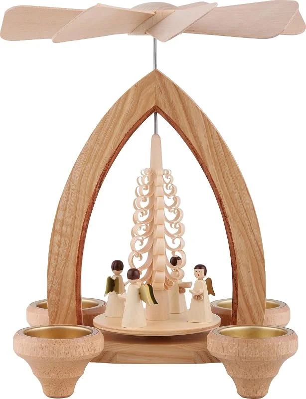 Besuche den Erzgebirge Palast-Store Erzgebirge Palast 1-stöckige Weihnachtspyramide Engel - Natur - 26 cm - 100% Seiffener Pyramide — Weihnachtsdeko