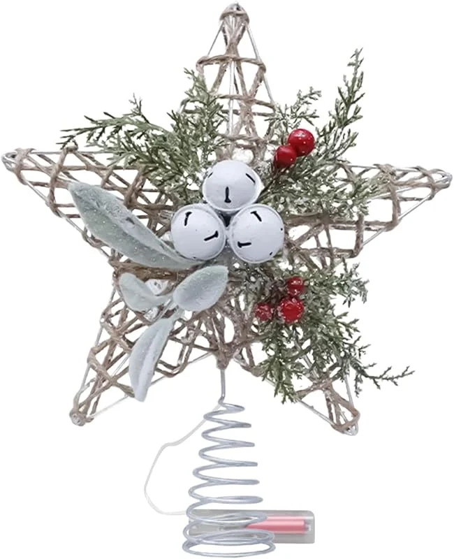 Marke: ccuzs Christbaumspitze Weihnachtsstern Niedliche Vintage Glocke mit Beleuchtung — Weihnachtsdeko
