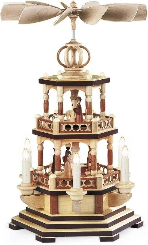 Marke: Müller Weihnachtspyramide 2-stöckige Pyramide - Heilige Geschichte - 48 cm - 230 V Elektromotor - Original Erzgebirge - Müller Kleinkunst — Weihnachtsdeko