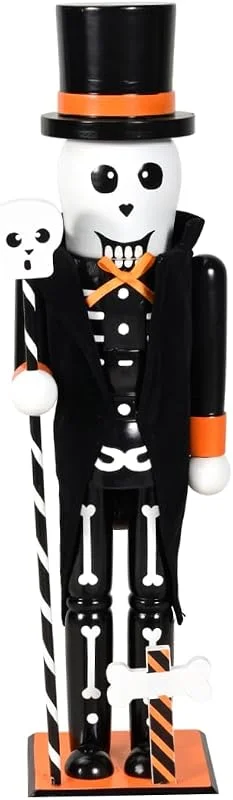 Marke: Bemonew Nussknacker-Figuren Holz-Nussknacker-Dekoration mit Halloween-Thema Schwarz 14, 96 Zoll (38 cm) — Weihnachtsdeko