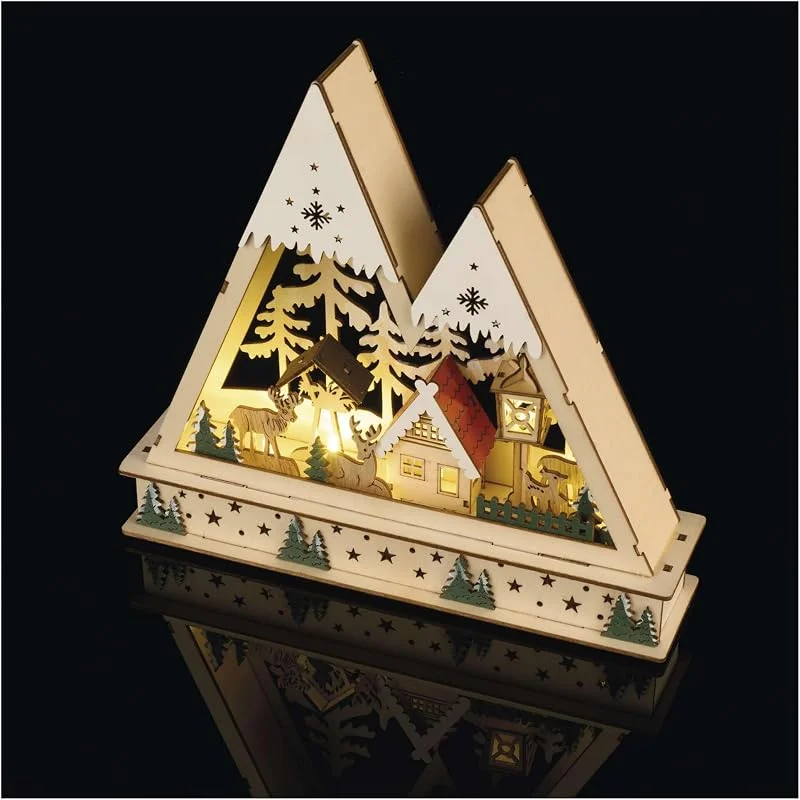 Besuche den EMOS-Store EMOS Winterlandschaft aus Holz, leuchtende Weihnachtsdeko mit LEDs, zauberhafte Berg- und Waldmotive - batteriebetrieben (2x AA nicht enthalten) - warmweiß - für Innenräume