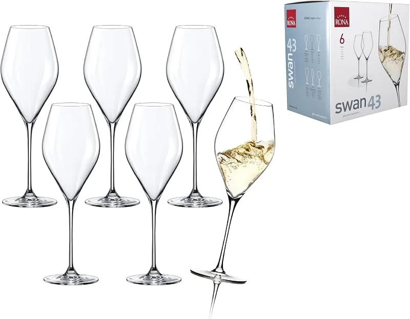 Besuche den RONA-Store RONA SWAN Weißweingläser 6er Set aus klarem bleifreiem Kristallglas, 430 ml — Wein und Festtafel