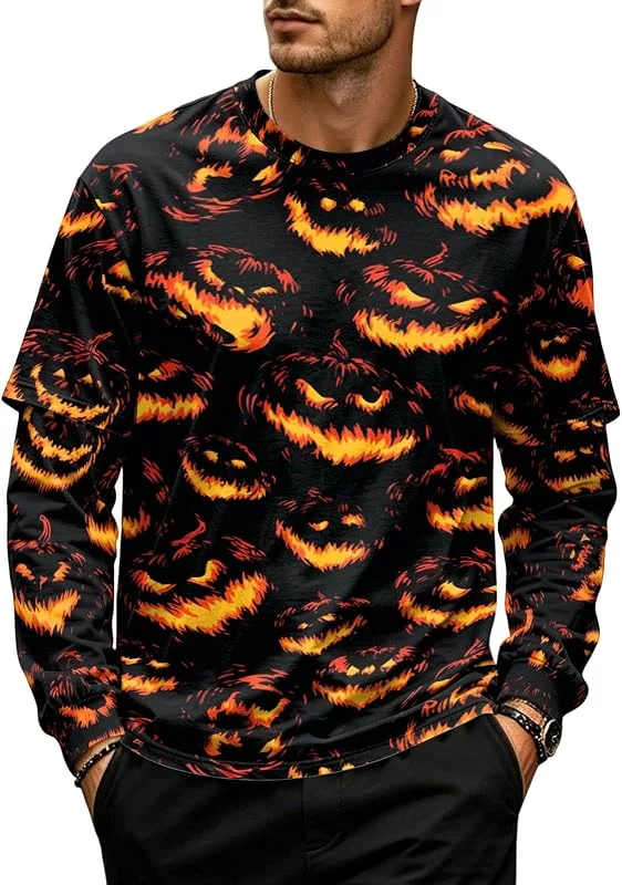 Marke: Generisch Generisch Herren Totenkopf Langarmshirt 3D Print Sweatshirt Rundhals Gruselig Halloween Party Karneval Cosplay Bequem Streetwear Top. — Heizkleidung