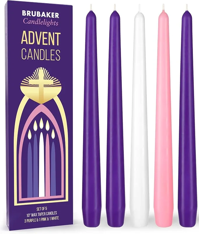 Besuche den BRUBAKER-Store BRUBAKER Premium Adventskerzen 3x Lila, 1x Rosa und 1x Weiß — Advent und Tisch