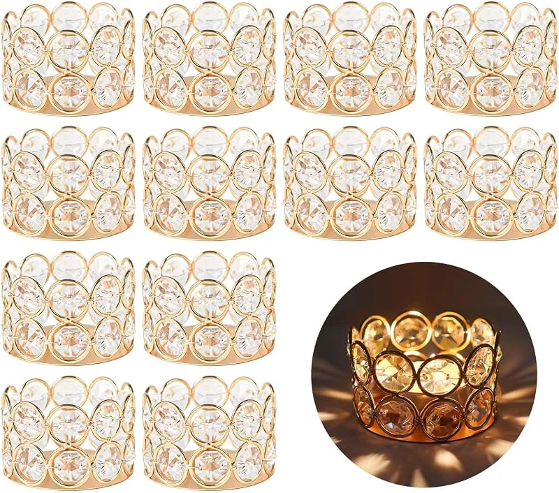 Marke: kolnlala Teelichthalter aus Metall, goldfarben, 6, 1 x 4, 1 cm, für Hochzeit, Zuhause, Party, Tischdekoration, 12 Stück — Kerzenlicht Abendessen