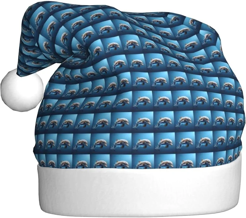 Marke: Tamiger Einzigartige Weihnachtsmütze mit 3D-Tier-Delfin-Druck, saisonal — Weihnachtsmode