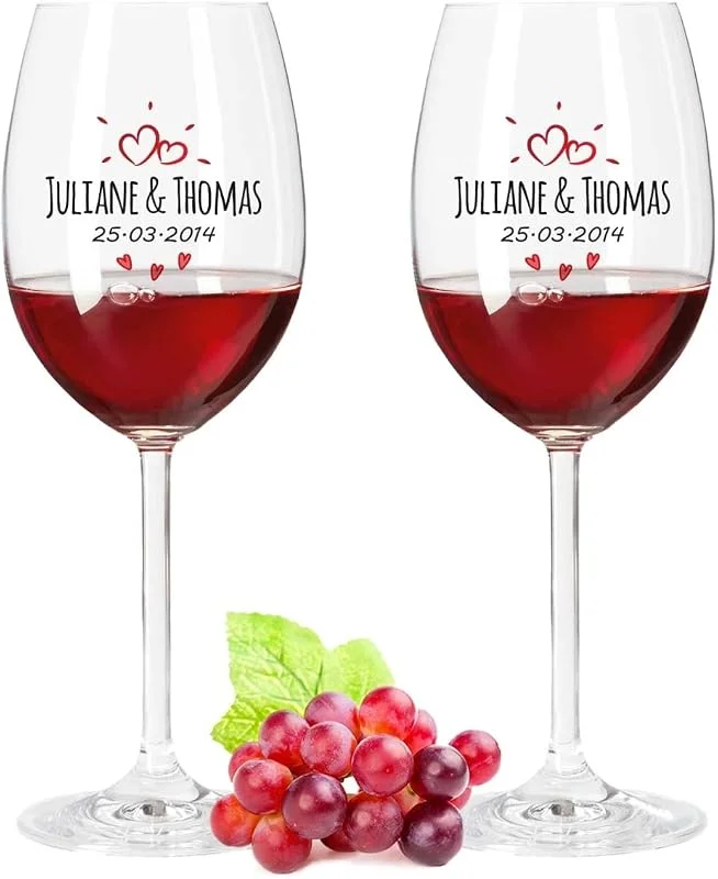 Besuche den GRAVURZEILE-Store GRAVURZEILE 2x Weingläser - Sunshine Love Design - bedruckt mit Wunschnamen & Datum - Geschenk zur Hochzeit, Verlobung & Jahrestag - ein perfektes Hochzeitsgeschenk — Wein und Festtafel