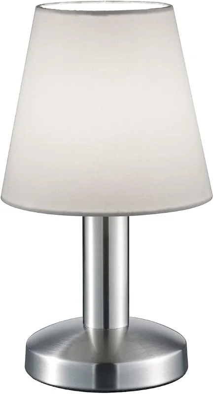 Besuche den meineWunschleuchte-Store Tischlampe Silber matt mit Stoffschirm Weiß - Touch dimmbar, 24cm klein — Kerzenlicht Abendessen