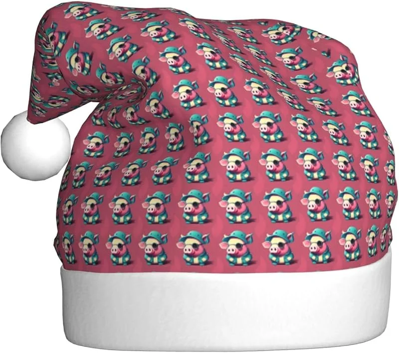 Marke: Tamiger Weihnachtsmützen mit niedlichem Schweine-Aufdruck, saisonal, festlich — Weihnachtsmode