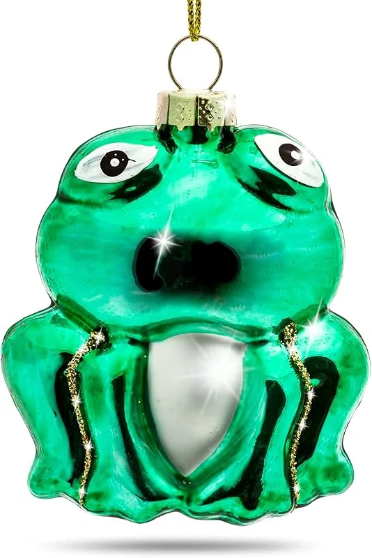 Besuche den SIKORA-Store SIKORA Frosch besondere Weihnachtskugel Glas Christbaumschmuck Deko Figur Weihnachten Anhänger Ornament - Trend Line - BS479 — Weihnachtsdeko