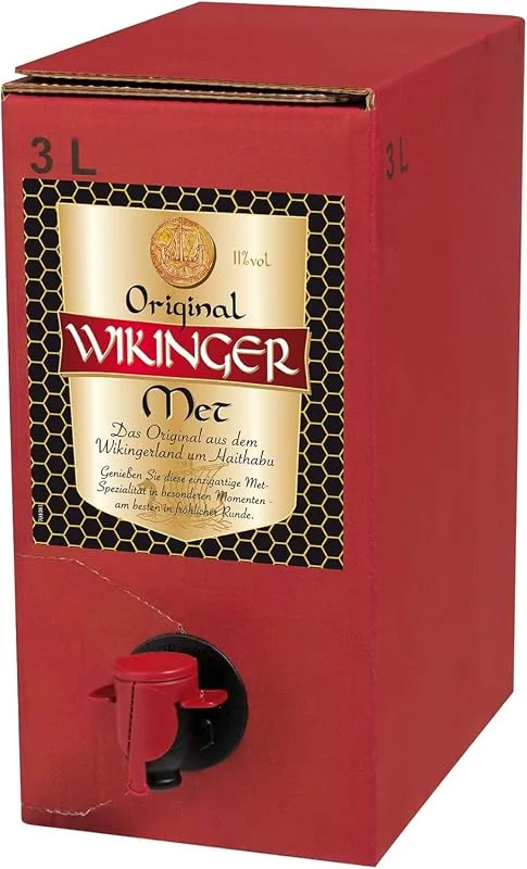 Besuche den Original Wikinger Met-Store Wikinger Met Honigwein, Bag in Box 3 L, Fruchtig-Aromatisch, 11% Vol. — Wein und Festtafel