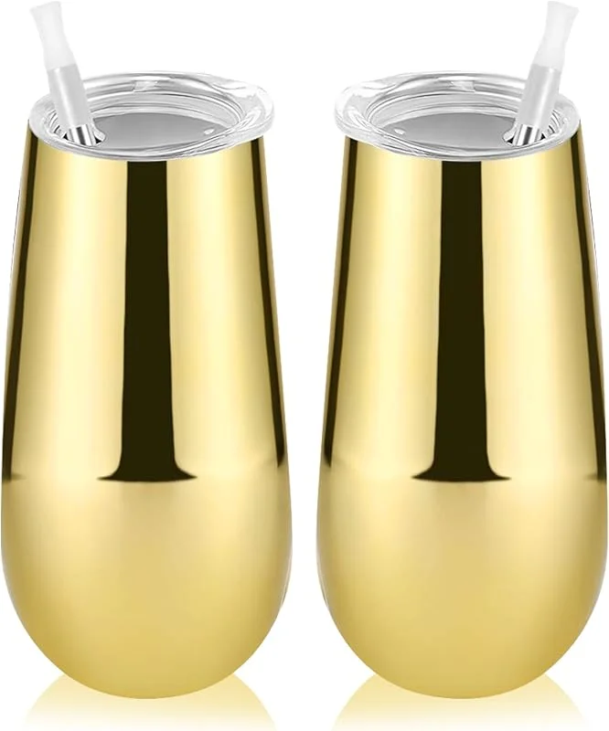 Marke: Lifecapido Lifecapido Trinkgläser ohne Stiel, 170 ml, isoliert, Edelstahl, goldfarben, Champagnerflöte für Hochzeit, Weihnachten, Brautparty, 2 Stück — Wein und Festtafel
