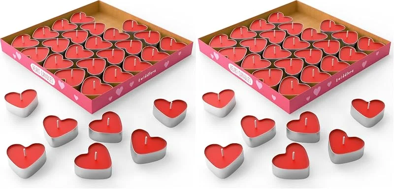 Besuche den THE TWIDDLERS-Store THE TWIDDLERS 50 rote Herzkerze, romantische Kerzen für Valentine, Hochzeiten, Heiratsanträge - Romantic Candles (Packung mit 2) — Kerzenlicht Abendessen