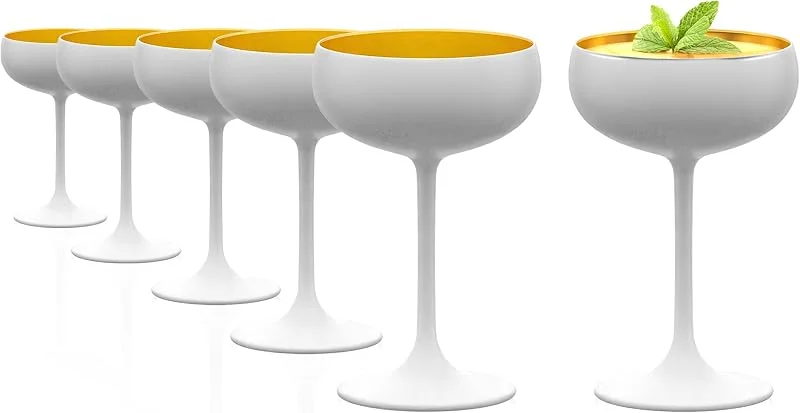 Besuche den Stölzle Lausitz-Store Stölzle Lausitz Elements Sektschalen Sektgläser Weiß-Gold 230 ml, 6er-Set — Wein und Festtafel