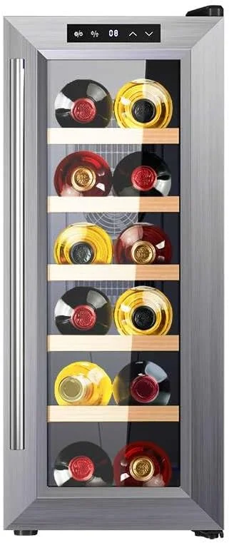 Besuche den Cecotec-Store Cecotec Weinkühlschrank - 12 Flaschen - Bolero GrandSommelier 1270 CoolWood. Weinkühler mit thermoelektrischer Kühlung, regulierbarer Temperatur und LED-Innenbeleuchtung, Design in Holz und Edelstahl — Wein und Festtafel
