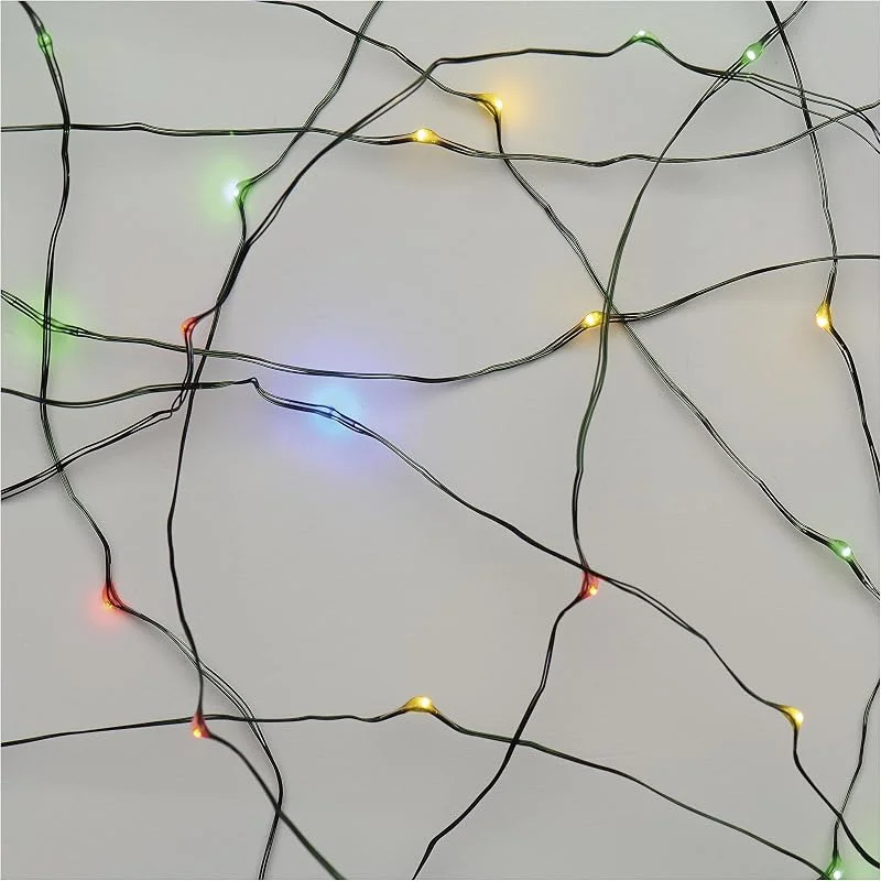 Besuche den EMOS-Store EMOS Multicolor Nano-Lichterkette für Innen und Außen (IP44), 15m lange LED-Weihnachtslichterkette NANO für Partys, Weihnachten, 6 Stunden Timer Funktion, Netzteil und Transformator, grünes Kabel — Weihnachtsbeleuchtung