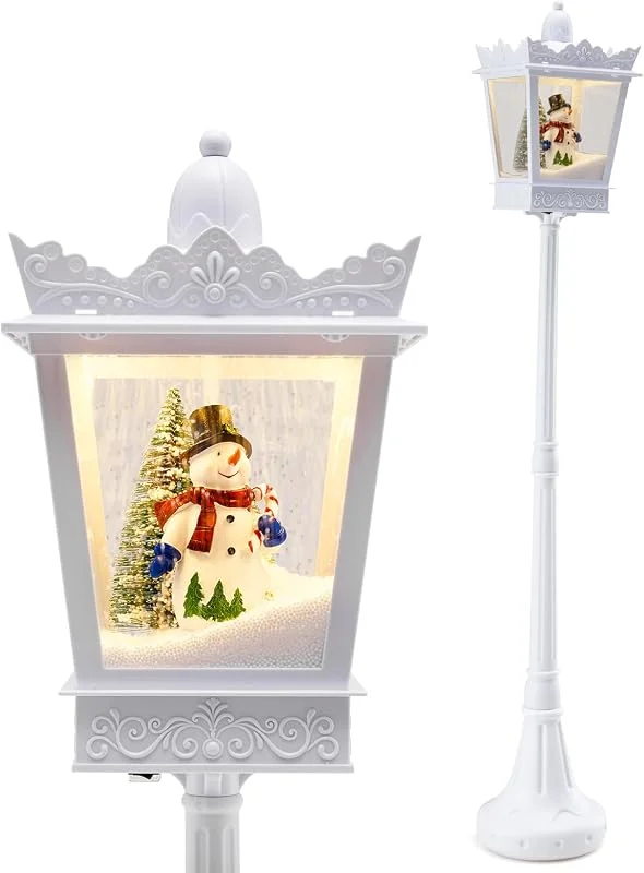 Besuche den SOARS-Store SOARS Weihnachtslaterne 185cm, mit Musik & Schneeeffekt, Straßenlaternen Weihnachten mit Schneemann & Tanne, Weihnacht Schneekugel Laterne, warmweißes Lichter, Weihnachtsdeko weiß