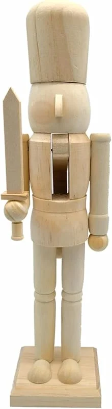 Marke: Wiffe Unlackierte Nussknacker aus Holz, Malerei, Nussknacker-Figur, Weihnachtssoldaten, unlackiert, Puppendekoration, Ornament, Holz, Soldat, Statue, Malerei — Weihnachtsdeko