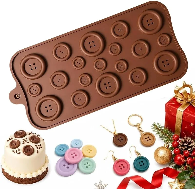 Marke: Fravsiu Schokoladenformen Lebensmittelecht, leicht entformbar, lustige Knöpfe, DIY — Weihnachtskueche