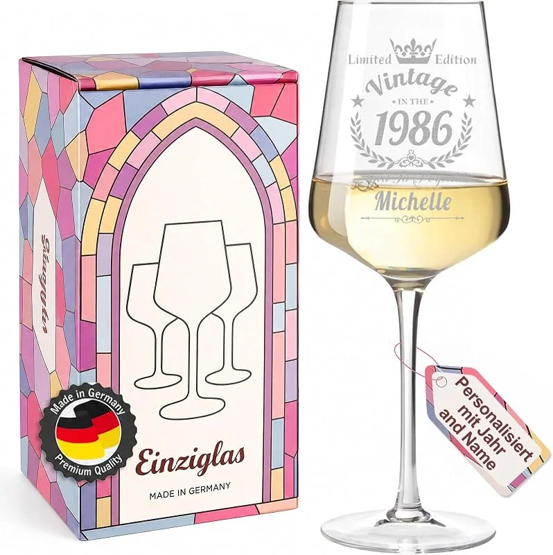 Marke: glastal glastal Weinglas mit Gravur Personalisiert mit Jahr und Namen 1986 Geschenk — Wein und Festtafel