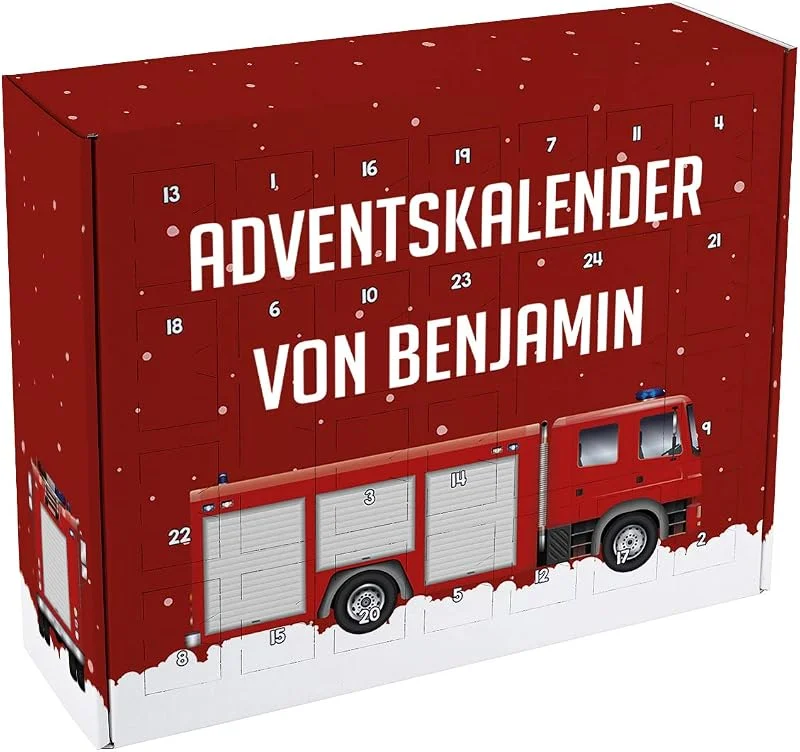 Besuche den Herz & Heim-Store Herz & Heim® Feuerwehr Adventskalender zum Befüllen mit Einsatzfahrzeug und Ihrem Wunschtext - eine toller DIY Weihnachtskalender — Advent und Tisch