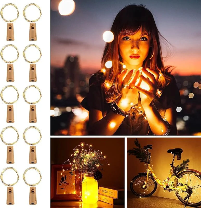 Besuche den Koopower-Store Koopower 10x 20 LEDs Flaschenlichter mit Batterien (Warmweiß, 10er-Packung) — Weihnachtsbeleuchtung