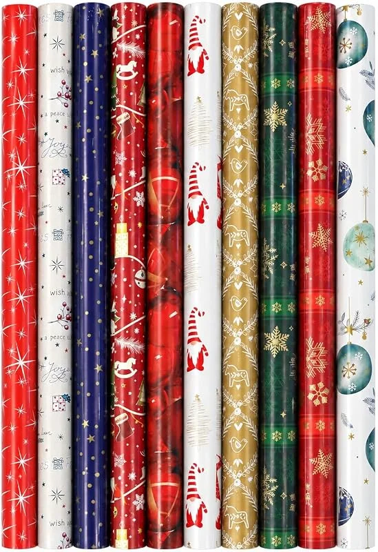 Besuche den Annastore-Store 10 Rollen Geschenkpapier Weihnachten 2 m x 0, 70 m, pro Rolle — Geschenkverpackung