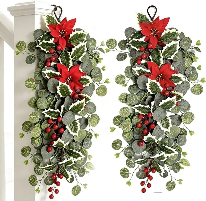 Marke: Generisch Weihnachts--Swag, künstliche Weihnachtsstern-Beeren-Hängedekoration — Weihnachtsdeko