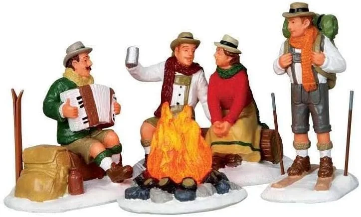 Marke: Lemax Lemax - Alpine Ski Party - Lagerfeuer - Beleuchtetes Zubehör - Weihnachtswelt — Weihnachtsdeko