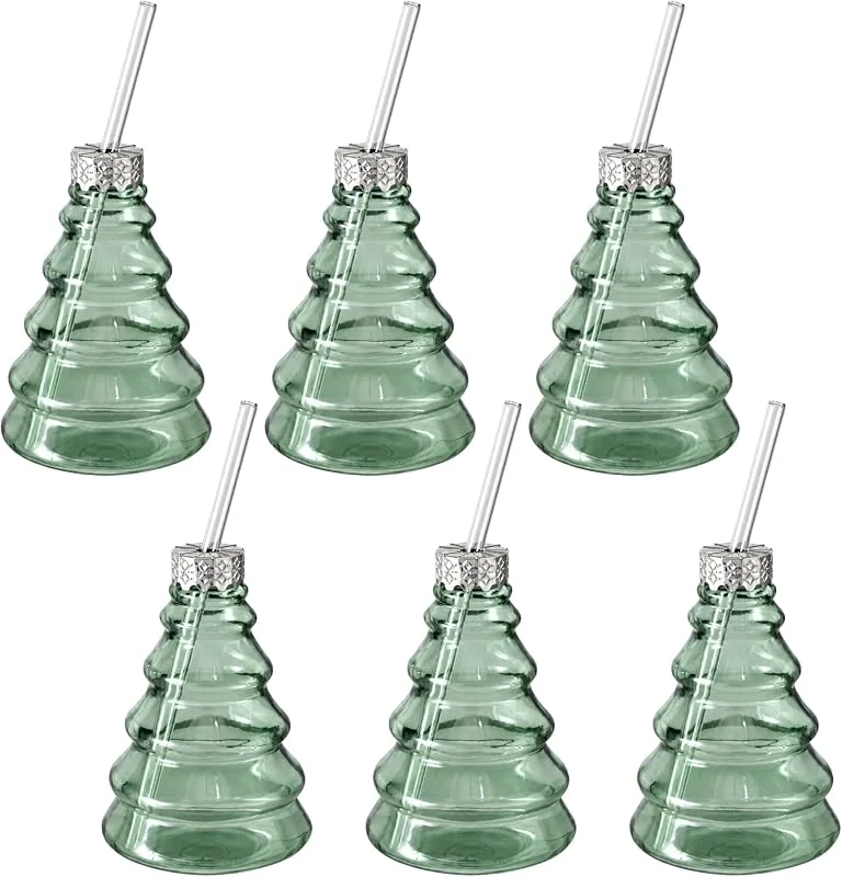 Besuche den Seaside No.64-Store Weihnachten Xmas Trinkglas Trinkgefäß Becher Glas-Trinkhalm (6er-Set, Baum) — Advent und Tisch