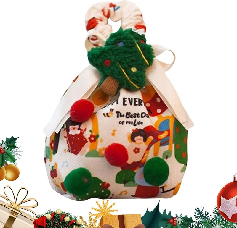 Marke: Generisch Weihnachtliche Geschenktüten, 6 Stück, saisonale Stoffbeutel mit Kordelzug — Geschenkverpackung