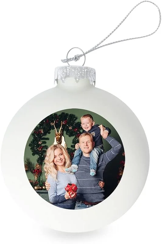 Besuche den Benutzerdefiniert-Store GE24 Weihnachtskugel individuell mit ihrem Text oder Foto - Ø 9cm aus Glas - Christbaumkugel mit Digitaldruck (Seidenmatt) (Weiß, 3) — Weihnachtsdeko