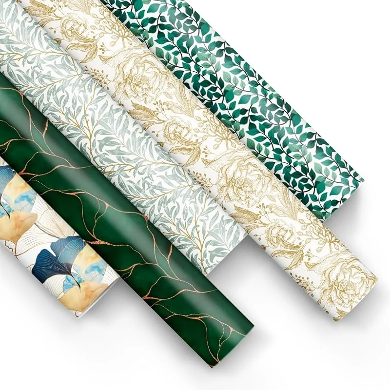 Besuche den PAW Decor Collection-Store PAW Geschenkpapier 200 x 70 cm, 5 Rollen - Elegantes Grün — Geschenkverpackung
