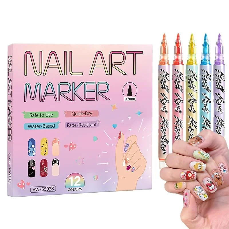 Marke: Genérico Nagelstift-Set, 12 Farben, schnell trocknende Farbe, Nagellackstift, Mädchen, Kinder, Teenager, Frauen, Maniküre-Kunstwerkzeug, Weihnachtsstrumpf, Dive — Weihnachtsdeko