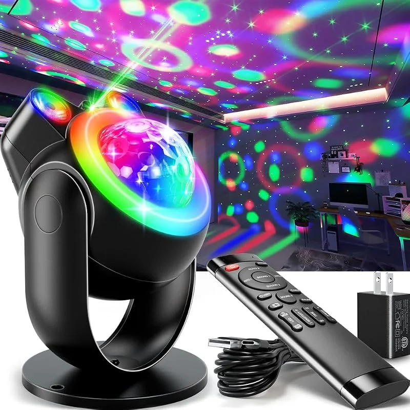 Marke: MSUOVH DJ Party Lichter Disco Lichter Disco Lichter mit Sternenprojektor Sound aktiviert Strobe für Party Bar Geburtstag Hochzeit DJ Pub Urlaub Live-Show — Weihnachtsbeleuchtung