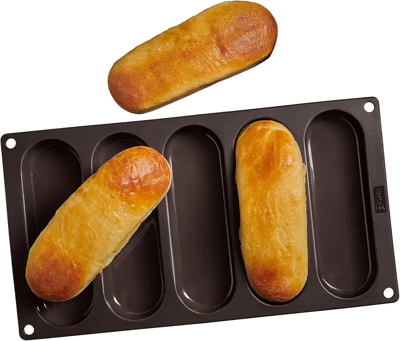 Besuche den Lurch-Store Lurch 85093 FlexiForm Hot Dog Buns L Backform für 5 Brötchen Silikon braun — Weihnachtskueche