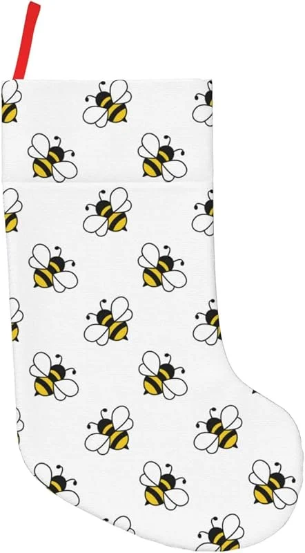 Marke: Kuilepa Weihnachtsstrumpfhose mit Bienenmuster, große Weihnachtsstrümpfe, 45, 7 cm, für Weihnachten, Zuhause, Weihnachtsbaumdekoration — Weihnachtsmode