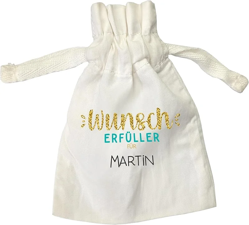 Besuche den Herz & Heim-Store Herz & Heim® Personalisierter Beutel aus Baumwolle für Geldgeschenke – Motiv & Name wählbar – Säckchen als Geschenkbeutel mit Kordelzug zum Geburtstag oder Abschluss (Wunscherfüller) — Geschenkverpackung