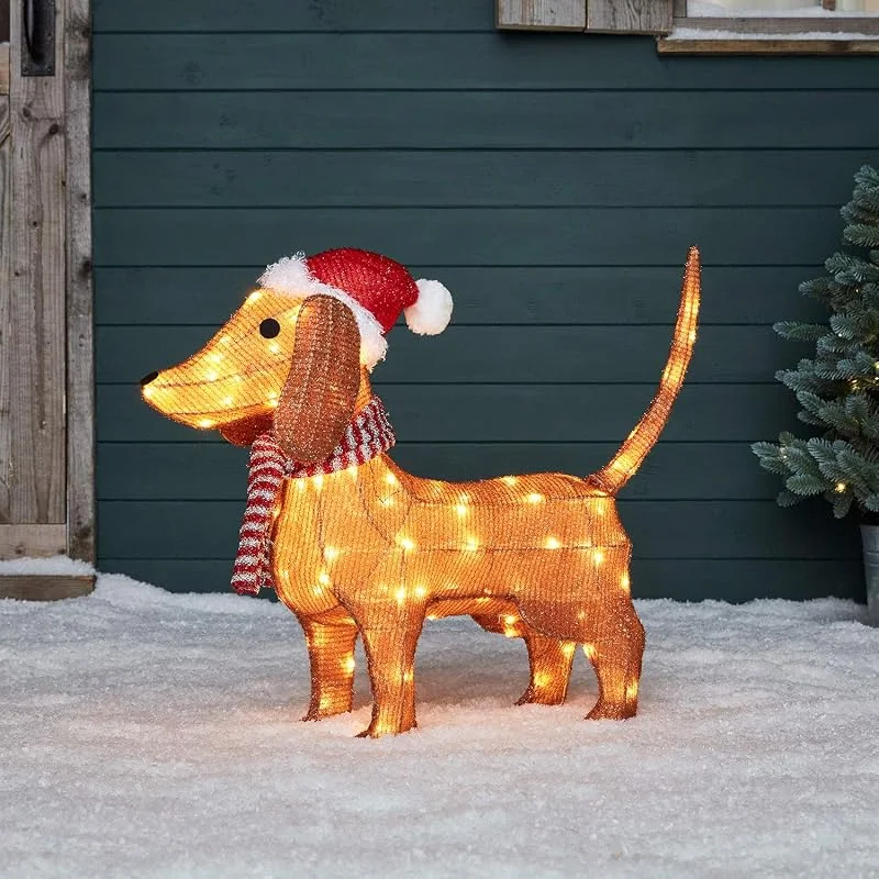 Besuche den Lights4fun-Store Lights4fun 80er LED Dackel Weihnachtsfigur Weihnachtsbeleuchtung Außen Figuren Timer — Weihnachtsdeko
