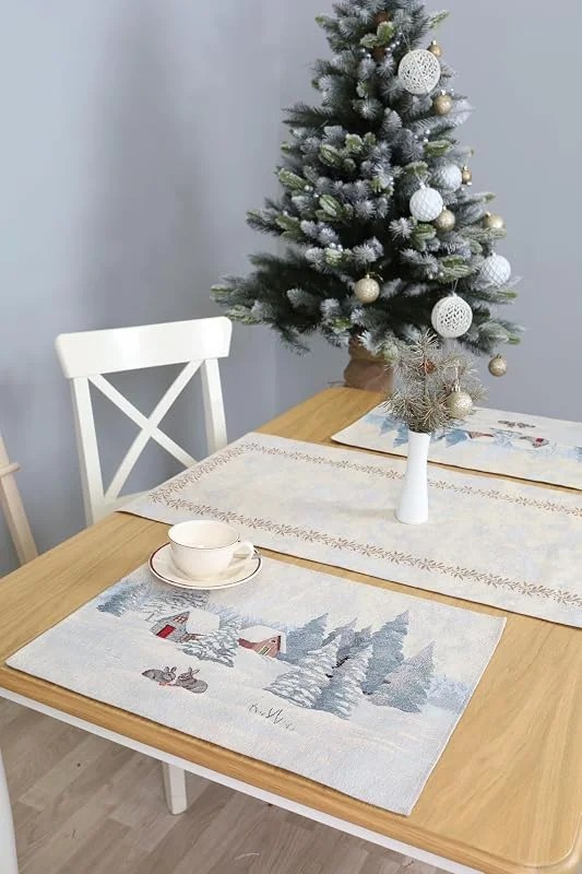 Besuche den textile idea-Store Platzsets Weihnachten Stoff 4er Set 35x45 cm Gobelin – Schneemärchen — Küche & Haushalt