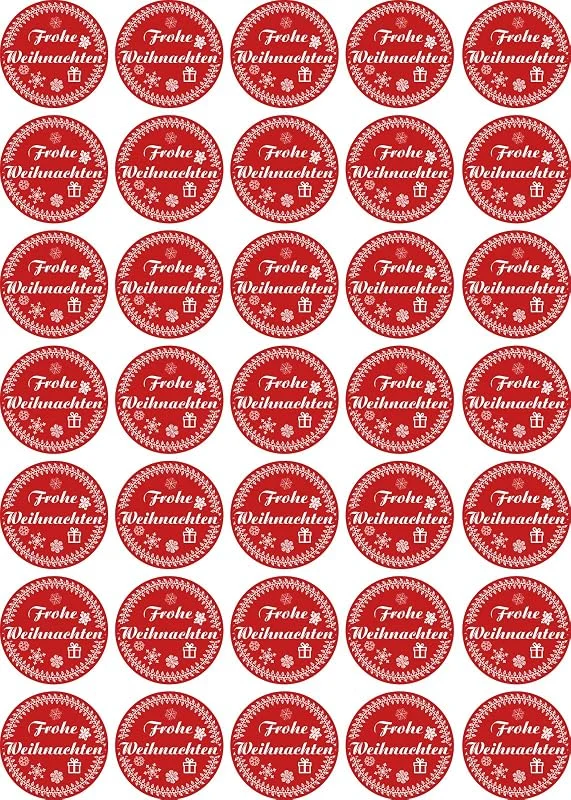 Besuche den INDIGOS UG-Store Frohe Weihnachten - Aufkleber für Weihnachten 35 Stück - rot Vintage - Labels - Stickers - Weihnachtskalender - Weihnachten - Advent - rund - zum Aufkleben für Geschenke oder Karten — Geschenkverpackung