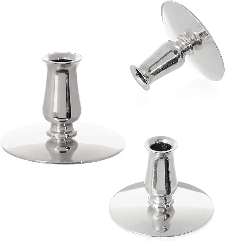 Besuche den NKlaus-Store NKlaus 3 Kerzenhalter aus Messing, vernickelt, für Kerzen bis Ø0, 9cm — Kerzenlicht Abendessen