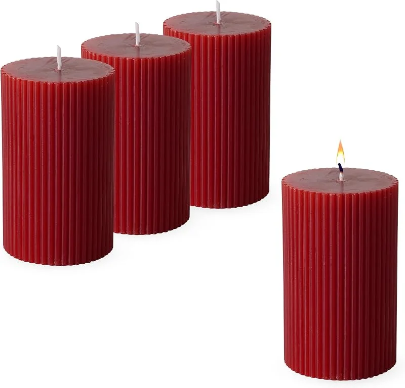 Besuche den Spetebo-Store Echtwachs Stumpenkerze 10 x 6 cm geriffelt 4er Set - rot — Advent und Tisch