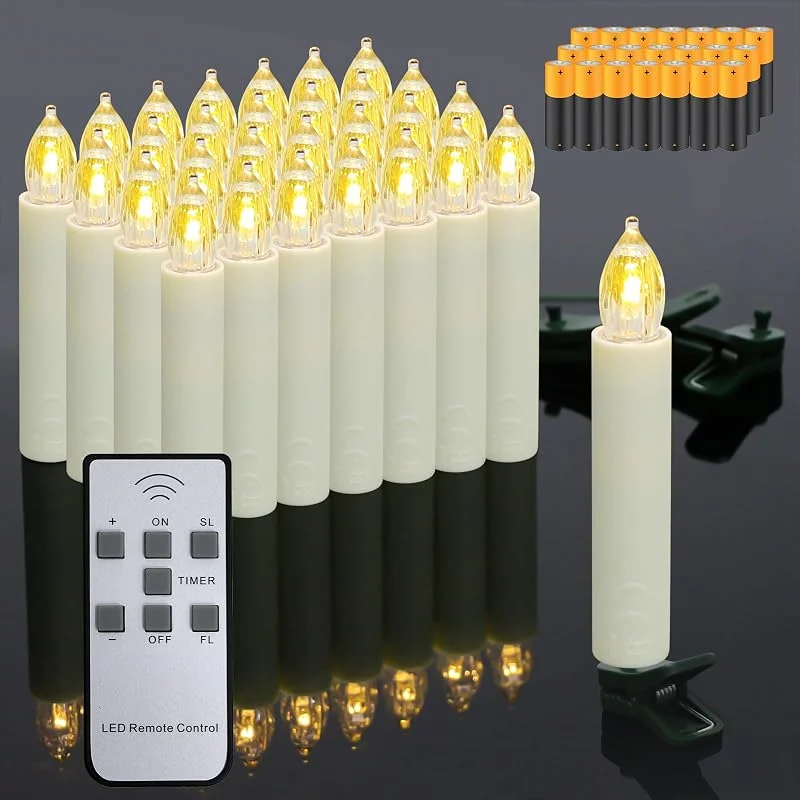 Besuche den Dixmas-Store LED Weihnachtskerzen mit Fernbedienung und Batterien 30 Stück — Weihnachtsbeleuchtung