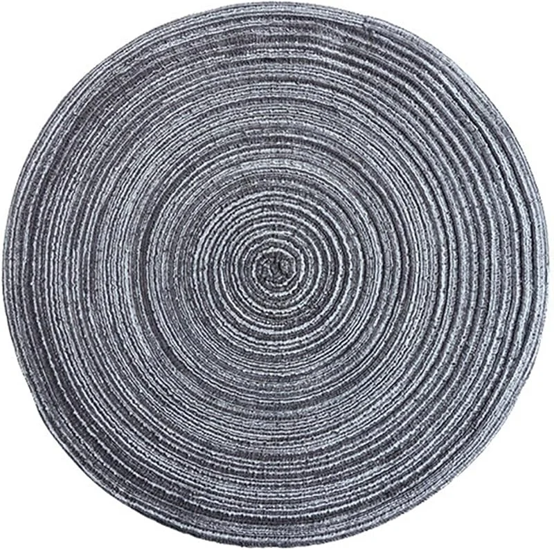 Besuche den Epinki-Store Epinki Tischset Weihnachten Abwischbar Rund, 2Pcs Set 38CM Platzdeckchen Weihnachten Waschbar Gewebt Kreis Muster Anti-Rutsch aus Baumwolle, Tischmatte Schreibtisch Grau Schwarz für Küche Hotel — Küche & Haushalt