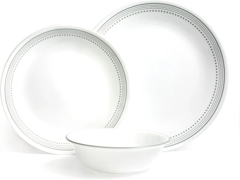 Marke: CORELLE Corelle Tafelservice 12-tlg. Mystic Gray, Vitrelle-Glas, bruchfest — Advent und Tisch