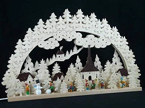 Besuche den Rudolphs Schatzkiste-Store Rudolphs Schatzkiste Schwibbogen mit Seiffener Kirche Winterkinder und Beleuchtung BxHxT 70x45x7cm NEU Lichterbogen Fensterbogen Spitzbogen Erzgebirge Seiffen Weihnachten Licht Holz Dekoration — Weihnachtsdeko