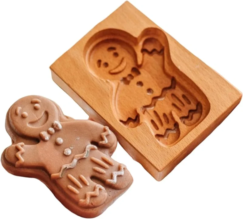 Marke: Muzrunq Hölzerne Plätzchenformen, 3D-Pressprägung, Lebkuchen-Backformen, kreatives Weihnachtsplätzchen-Backzubehör für die Heimbäckerei, die Küche. — Weihnachtskueche